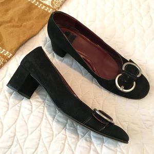 Coach Black Suede Chunky Heel Janessa Shoes